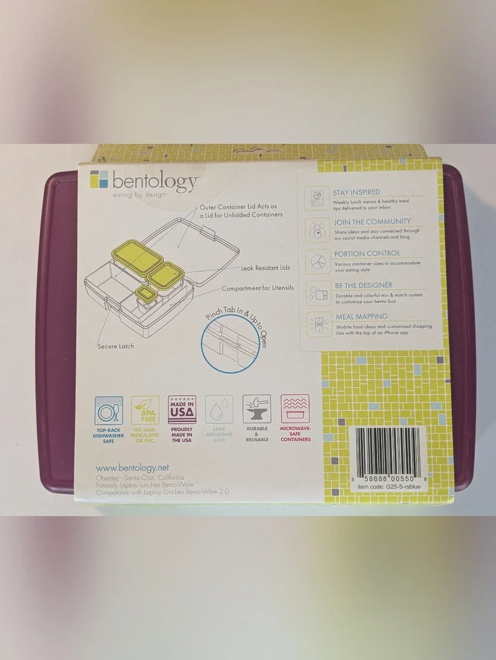 Bentology Bento Lunch Box Set Removable, Leak-Proof Containers, Magenta